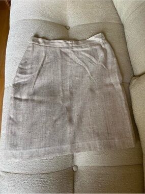 Neutral Linen-Blend Pencil Skirt - Light Beige